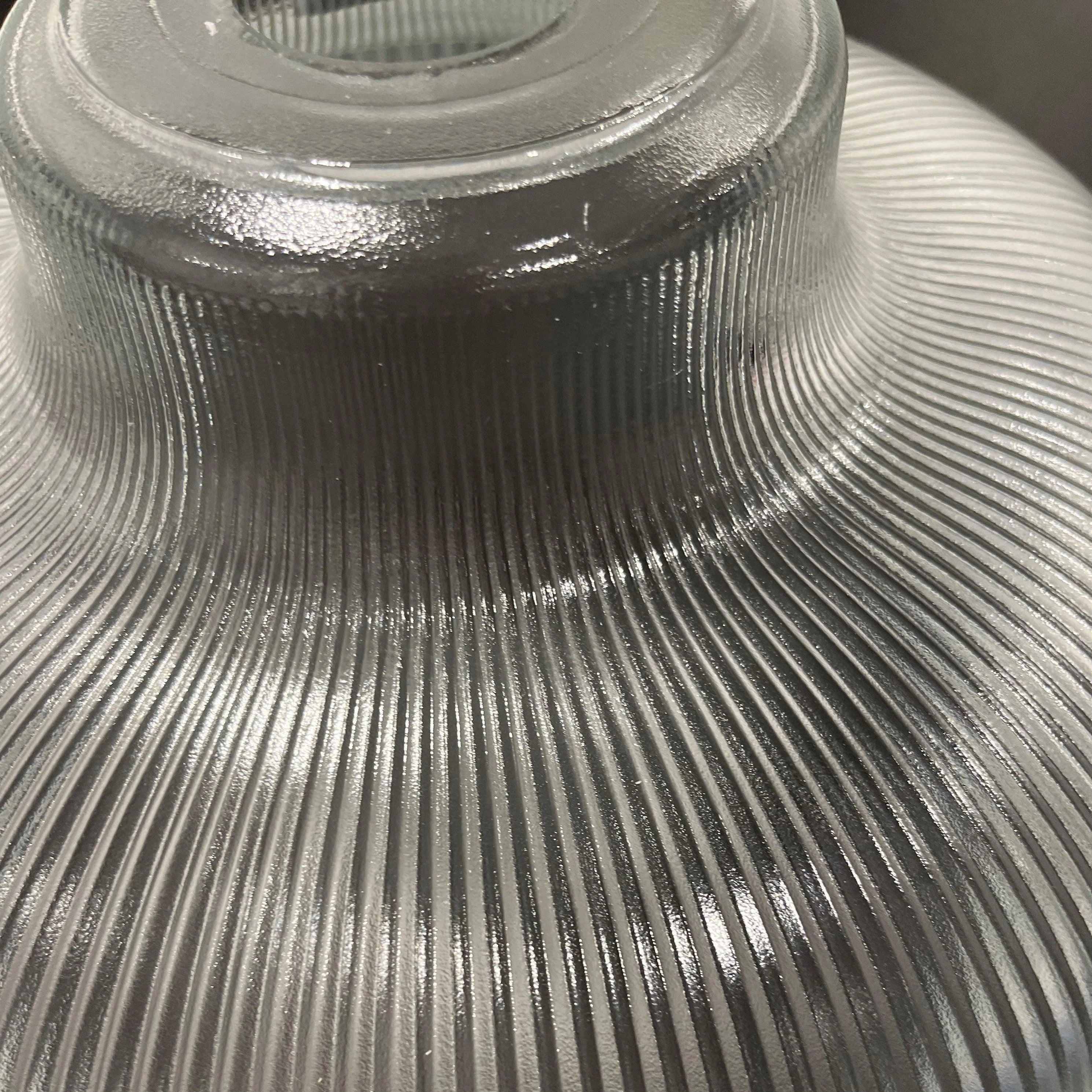Pendant Light Clear Ribbed Glass Dome