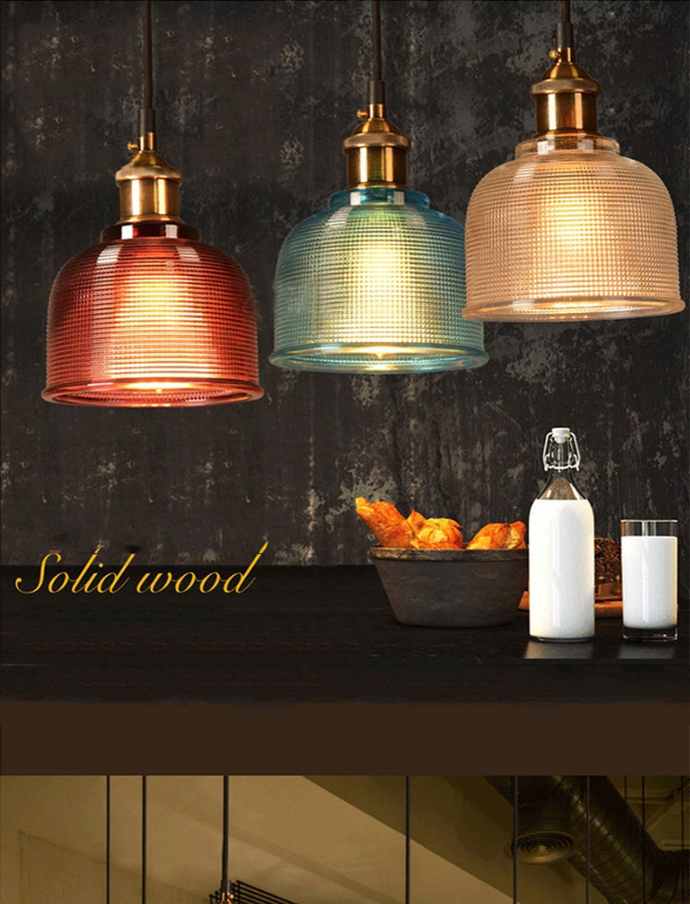 Pendant Light Colored Glass Shade Adjustable Cable