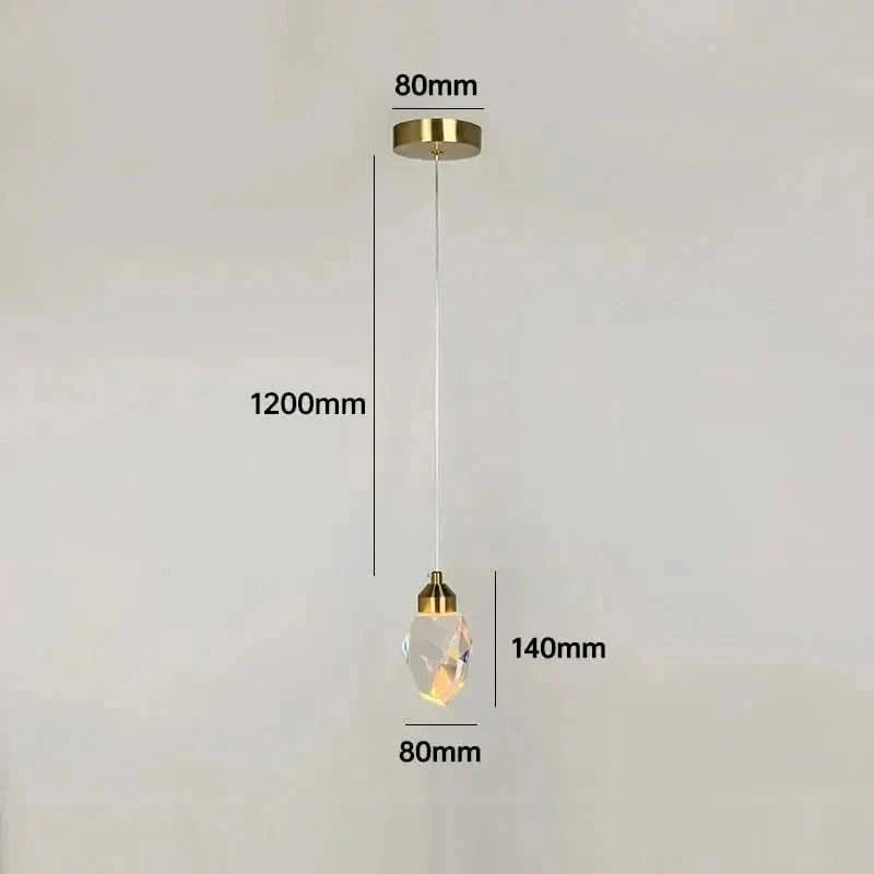 Pendant Light Faceted K9 Crystal Integrated LED & Gold Finish