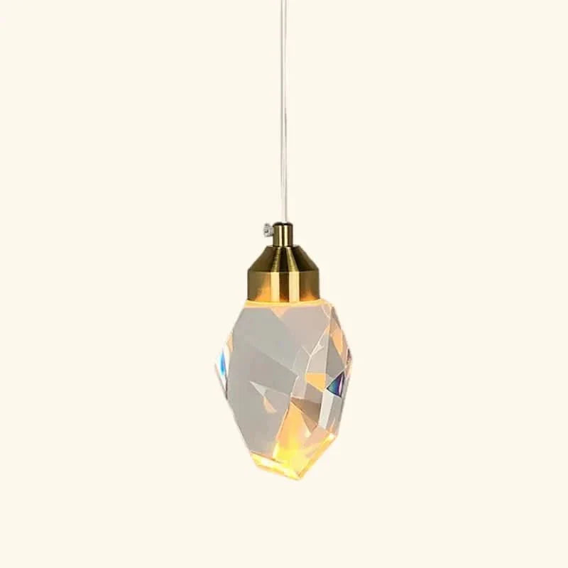 Pendant Light Faceted K9 Crystal Integrated LED & Gold Finish
