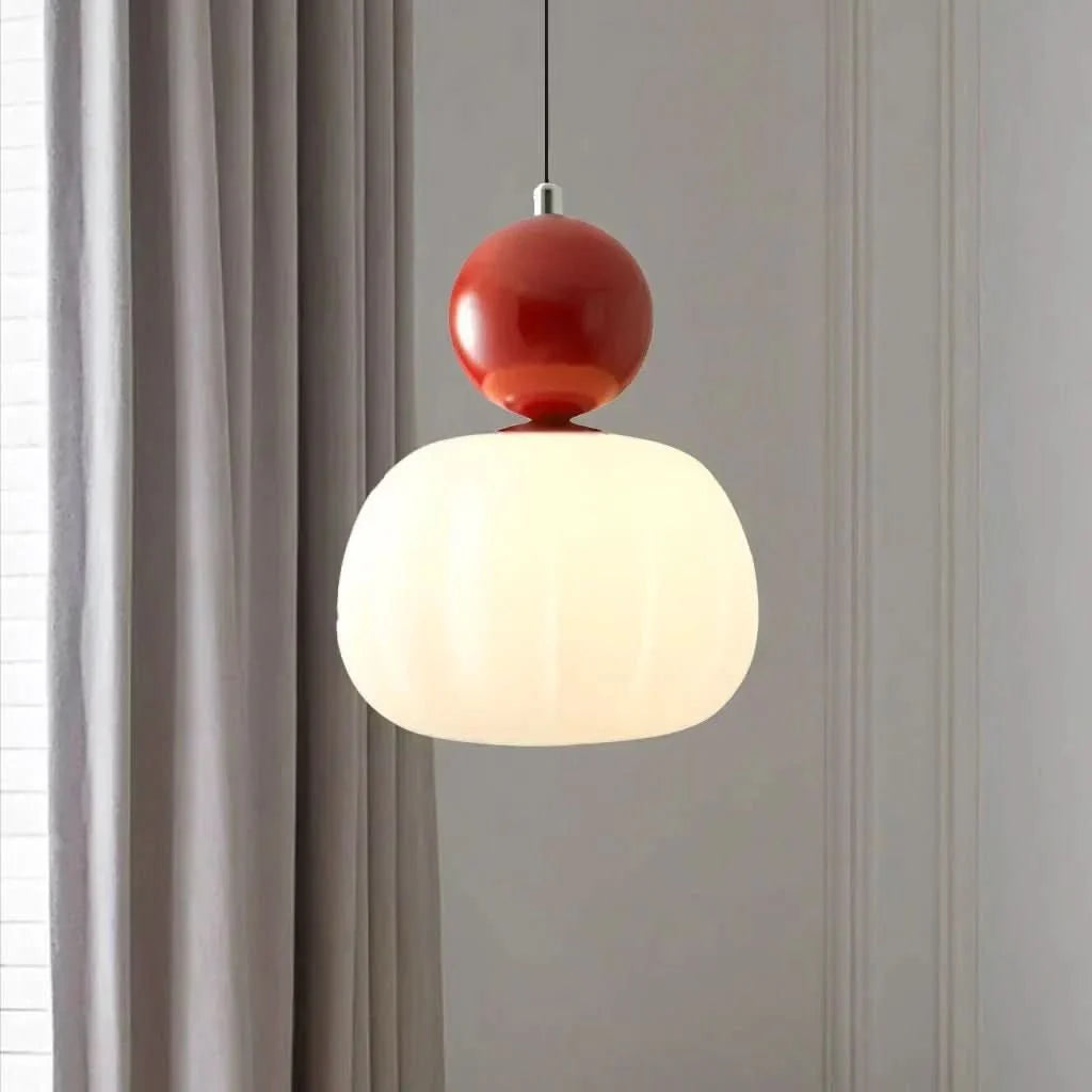 Pendant Light Frosted Glass & Colored Sphere