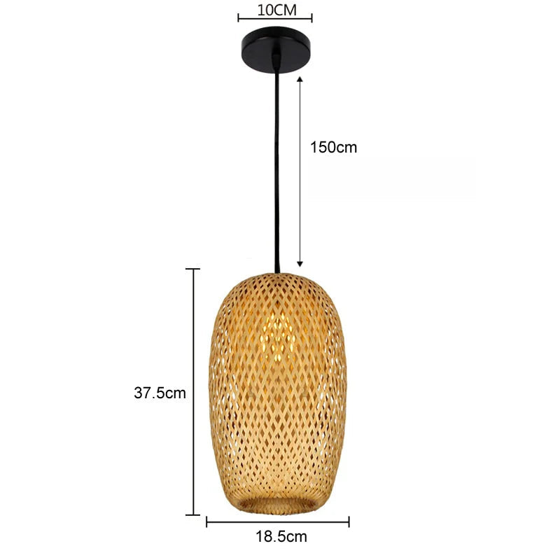 Pendant Light Handwoven Bamboo Adjustable Cable & E27 Socket