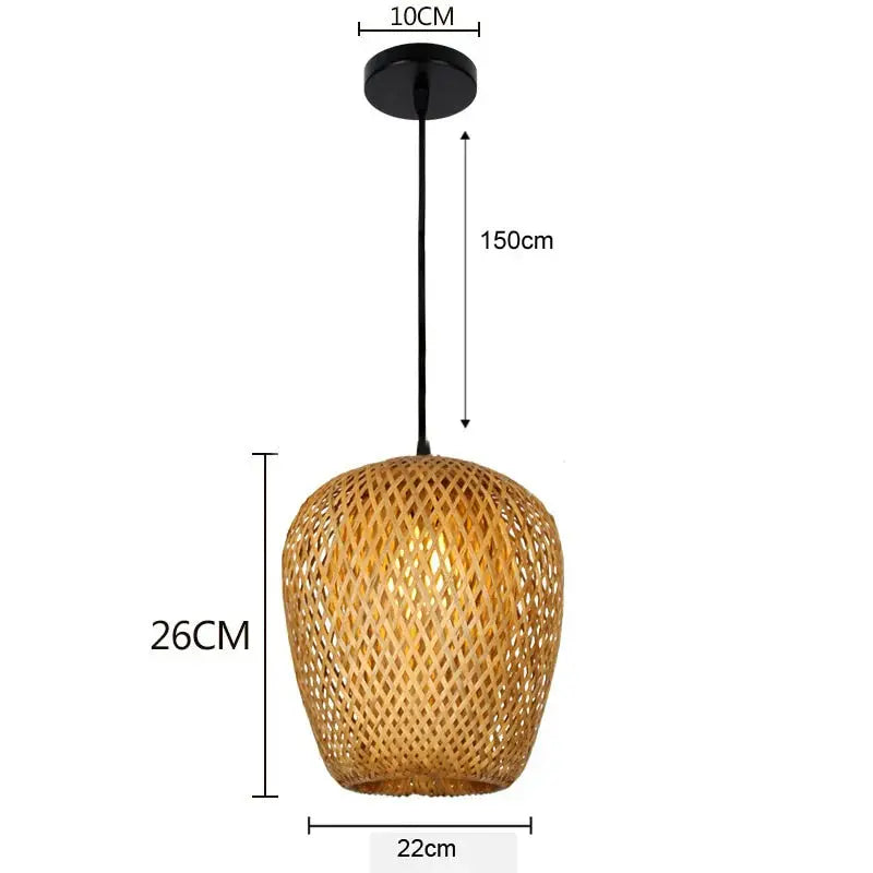 Pendant Light Handwoven Bamboo Open Weave Warm Ambient Lighting