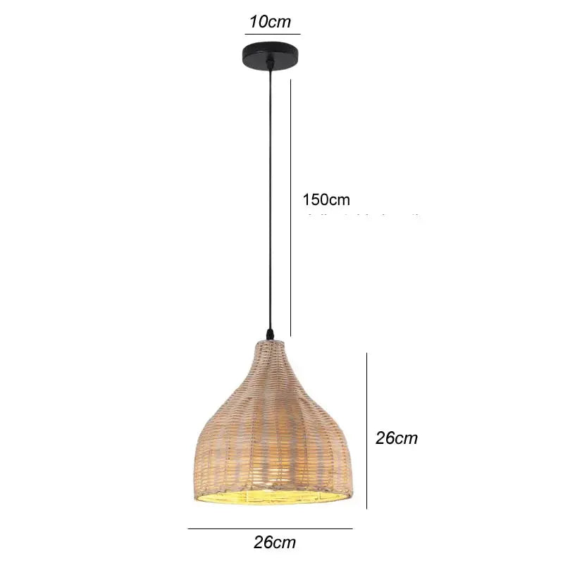 Pendant Light Handwoven Bamboo Open Weave Warm Ambient Lighting