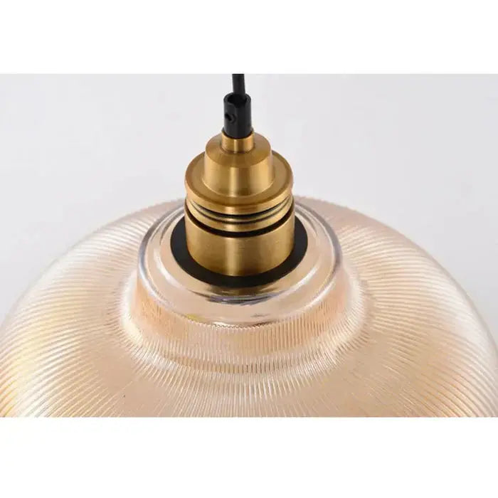 Pendant Light Ribbed Glass Brushed Brass Adjustable Height