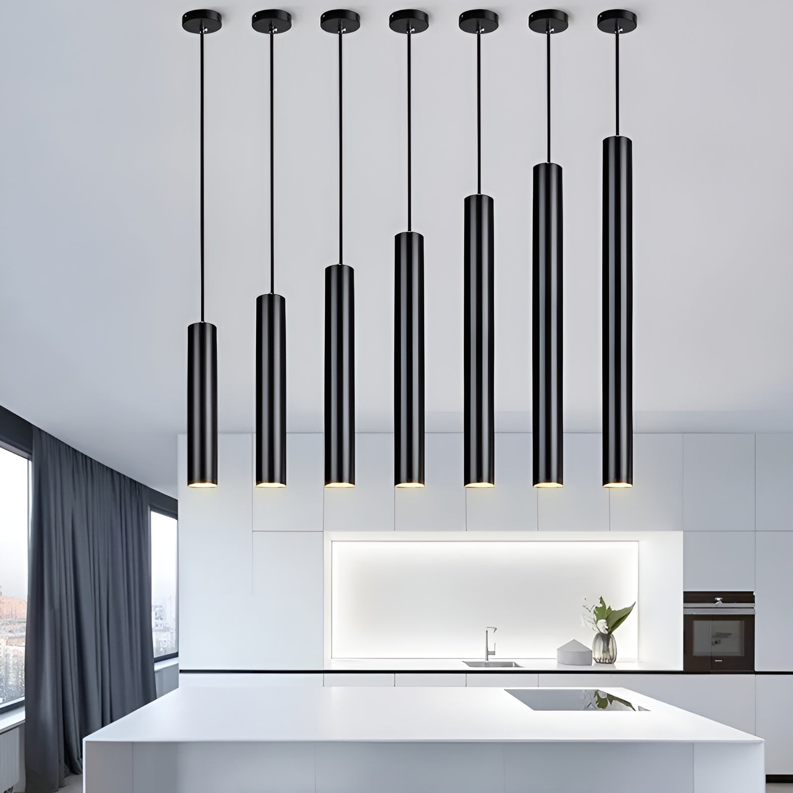 Pendant Light Slim Tubular LED 4000K Adjustable Height