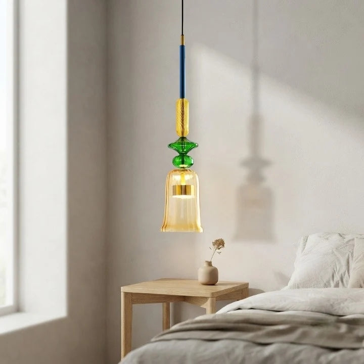 Pendant Light Textured Glass Adjustable Cord