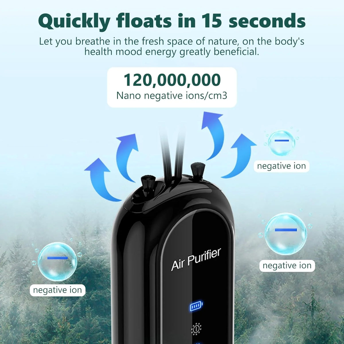 Personal Air Purifier Negative Ion Filter-Free Quiet Operation