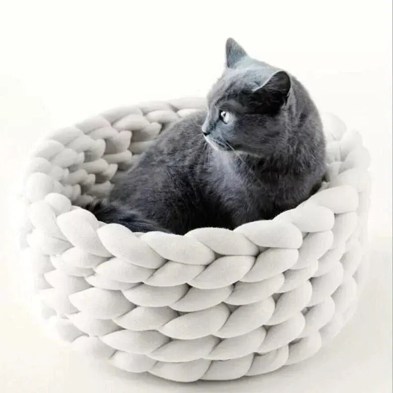 Pet Bed Braided Sides Wool Yarn Machine Washable
