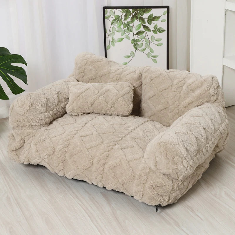 Pet Bed Quilted Velvet Raised Edge Matching Cushion