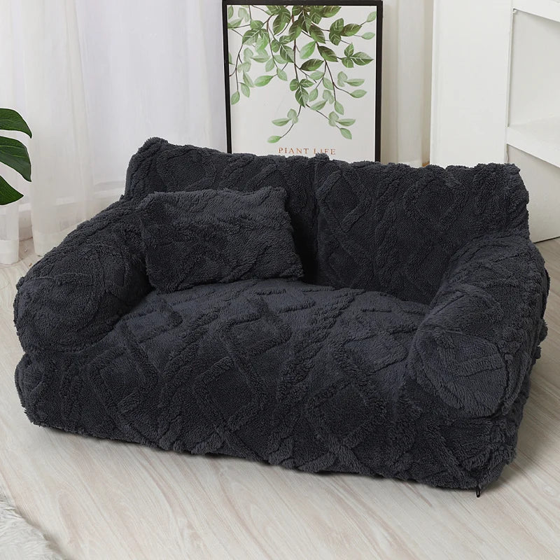 Pet Bed Quilted Velvet Raised Edge Matching Cushion
