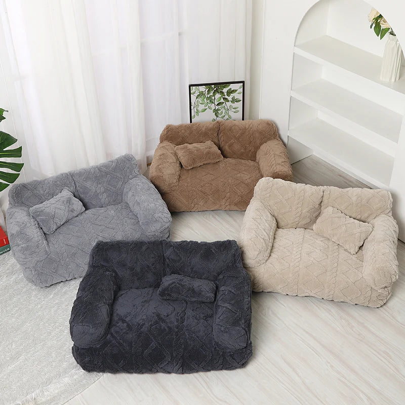 Pet Bed Quilted Velvet Raised Edge Matching Cushion