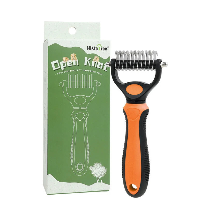 Pet Brush Double-Sided Deshedding & Detangling Stainless Steel Teeth