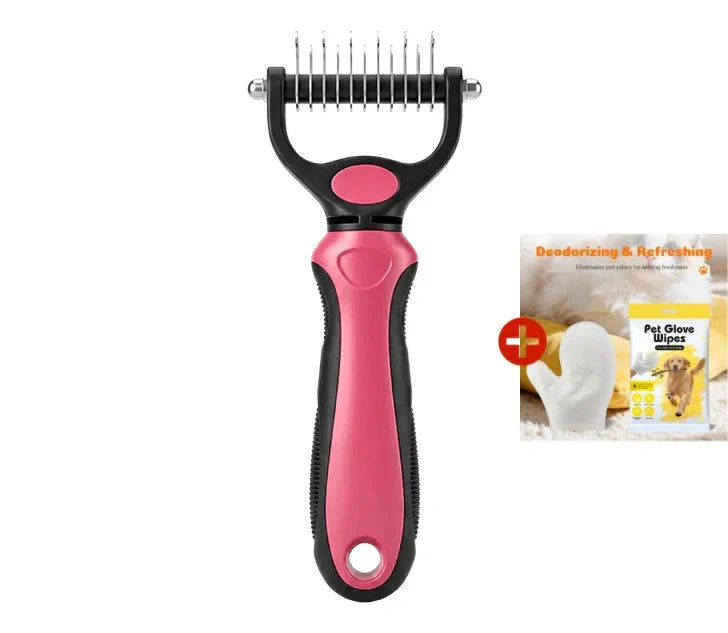 Pet Brush Double-Sided Deshedding & Detangling Stainless Steel Teeth