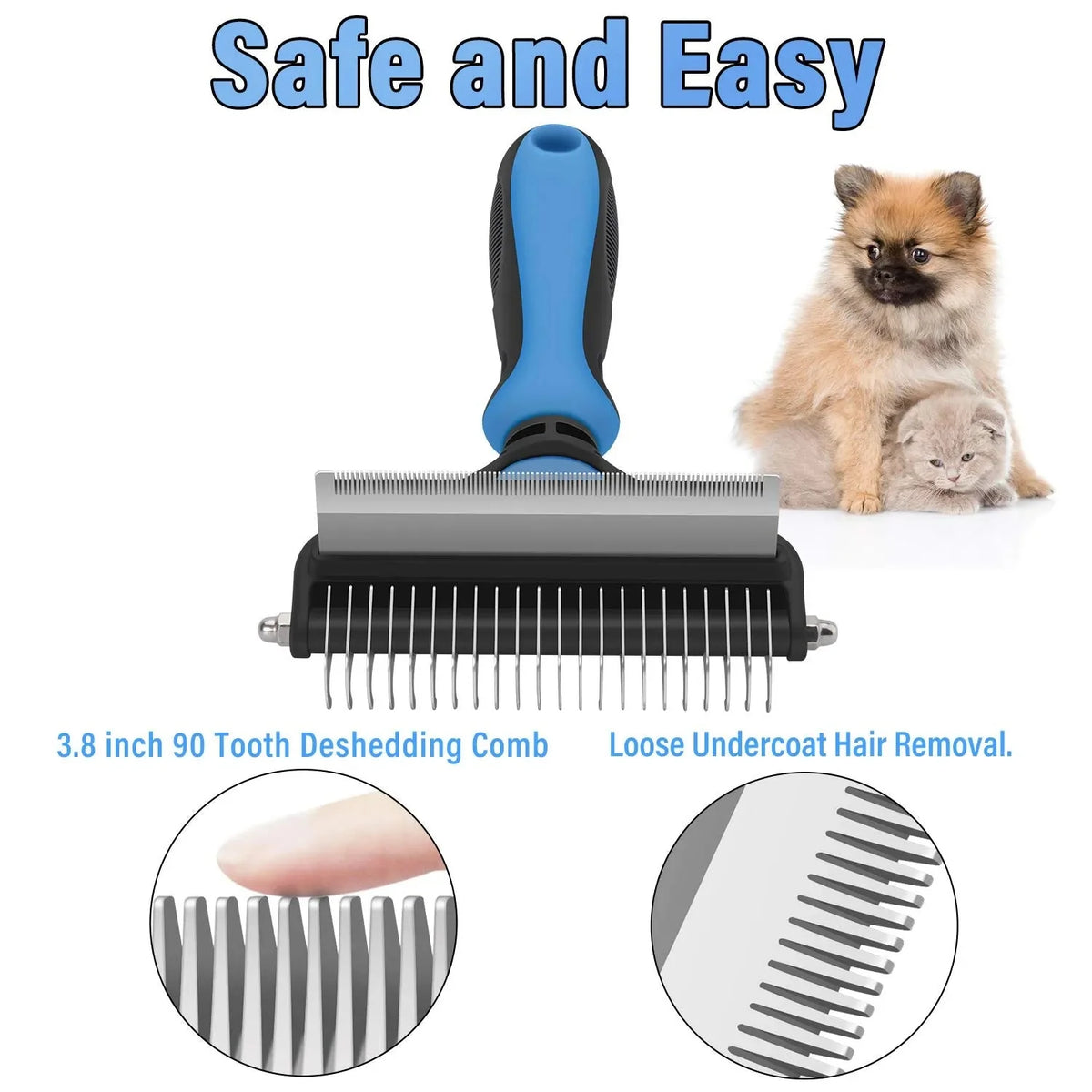 Pet Brush Double-Sided Deshedding & Detangling Stainless Steel Teeth