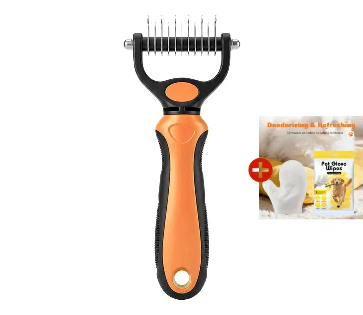 Pet Brush Double-Sided Deshedding & Detangling Stainless Steel Teeth