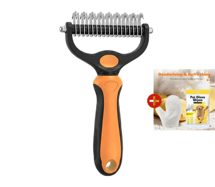 Pet Brush Double-Sided Deshedding & Detangling Stainless Steel Teeth