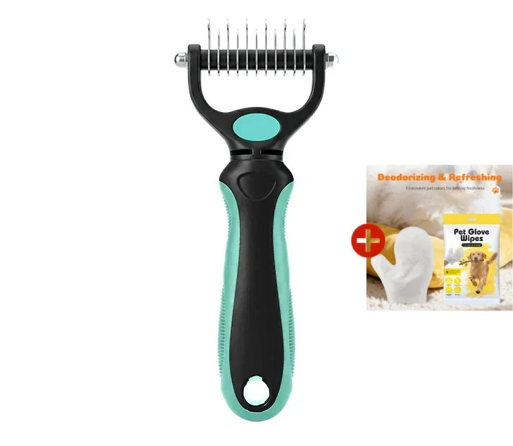 Pet Brush Double-Sided Deshedding & Detangling Stainless Steel Teeth