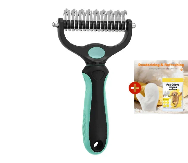 Pet Brush Double-Sided Deshedding & Detangling Stainless Steel Teeth