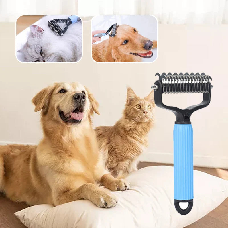 Pet Brush Double-Sided Safety Blades Gentle Detangling