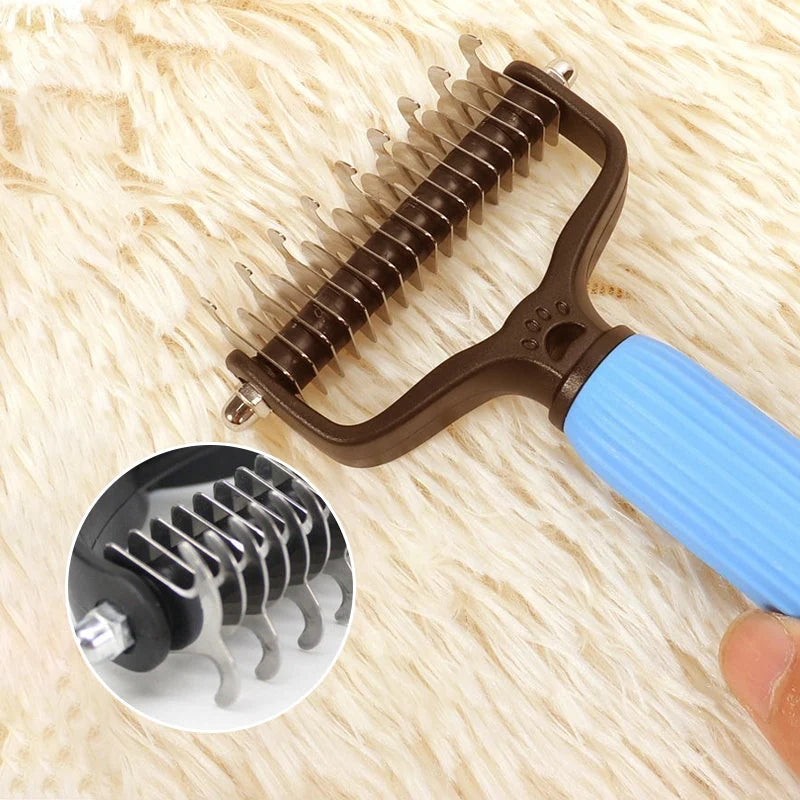 Pet Brush Double-Sided Safety Blades Gentle Detangling