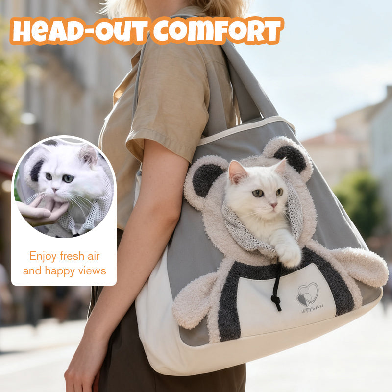 Pet Carrier Bag Bear Design Head-Out Window Breathable Fabric