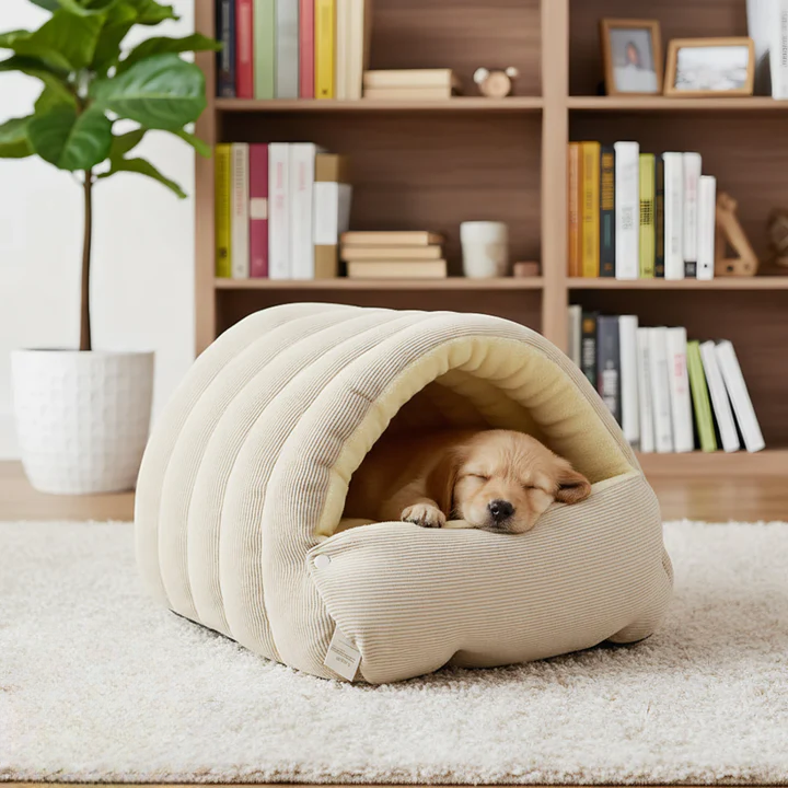 Pet Cave Bed Corduroy Plush Magnetic Closure