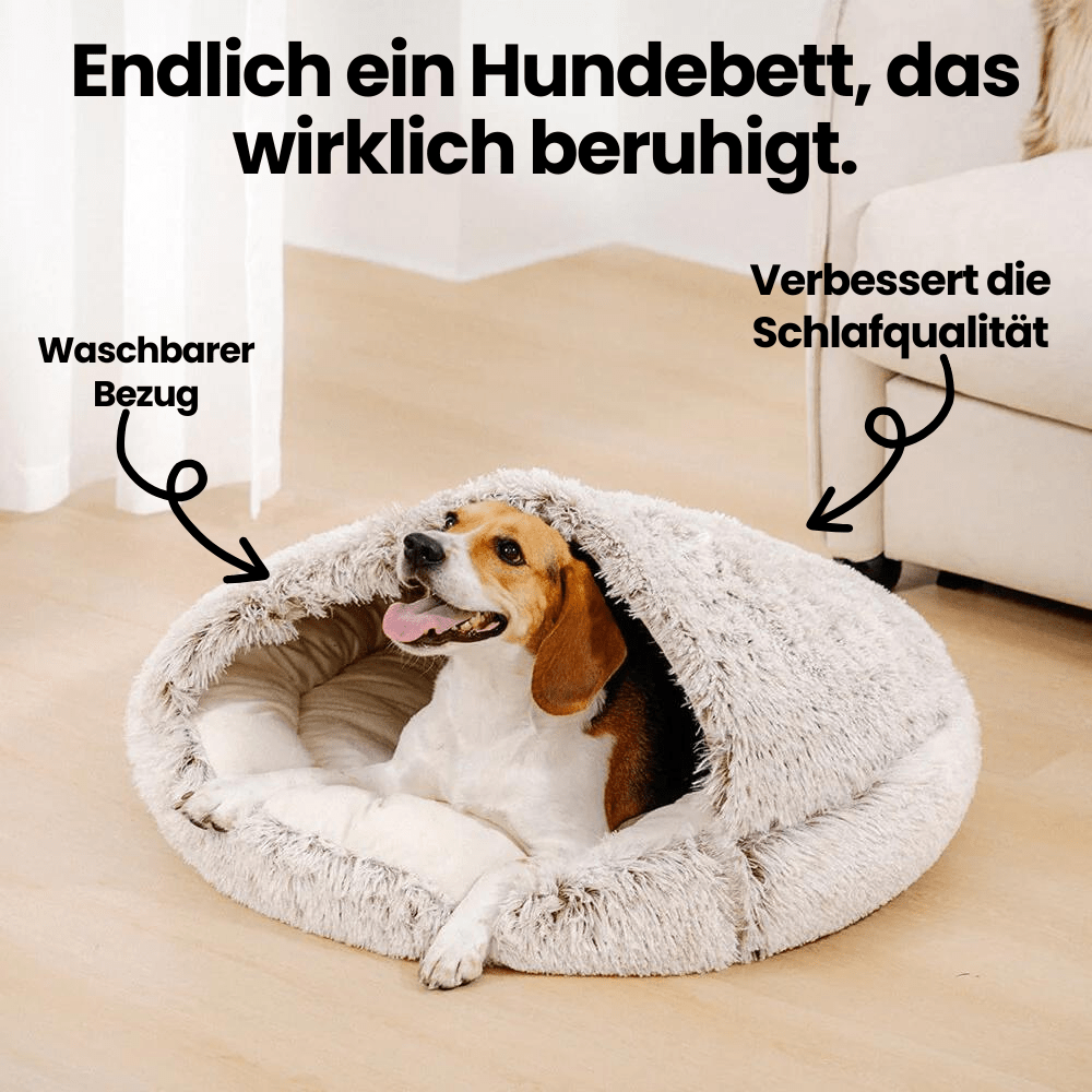 Pet Cave Bed Hooded Plush Machine-Washable Cover