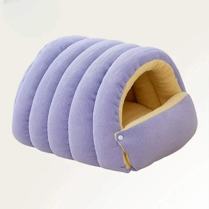 Pet Cave Bed Plush Lining Semi-Enclosed Dome Magnetic Closure