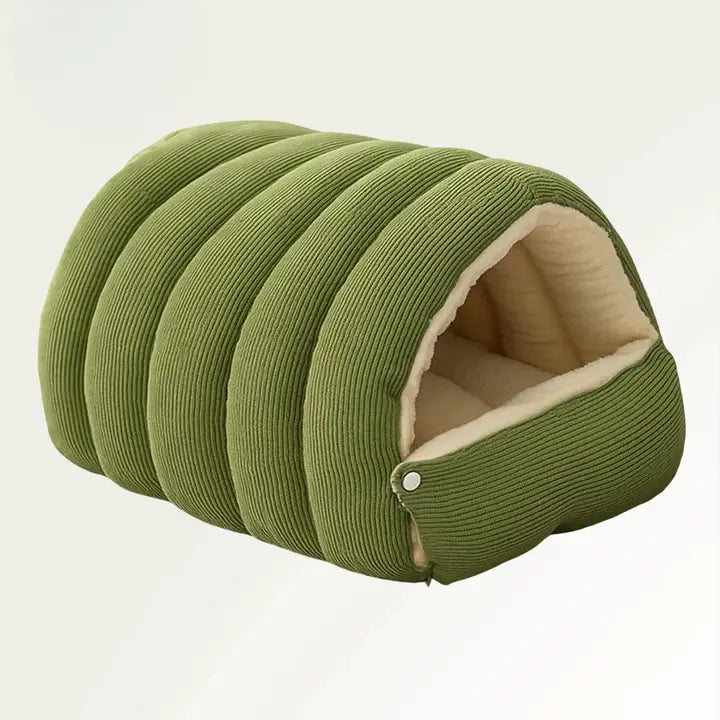 Pet Cave Bed Plush Lining Semi-Enclosed Dome Magnetic Closure