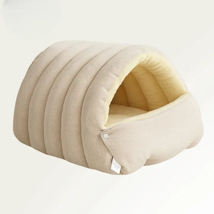 Pet Cave Bed Plush Lining Semi-Enclosed Dome Magnetic Closure