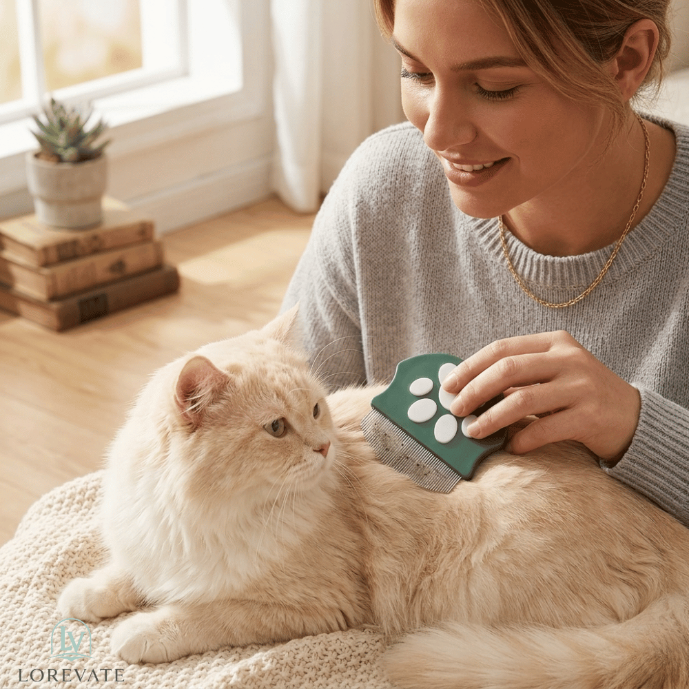 Pet Comb Ultra-Fine Metal Teeth Ergonomic Paw Handle