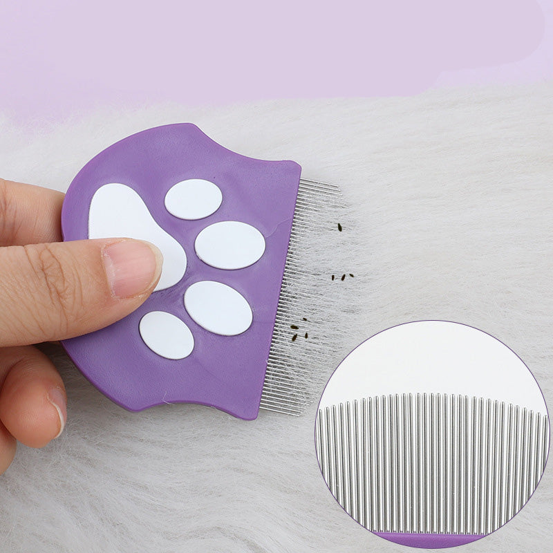Pet Comb Ultra-Fine Metal Teeth Ergonomic Paw Handle
