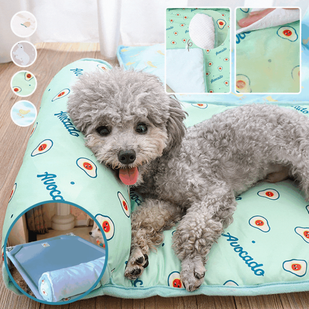 Pet Cooling Mat Ice Silk Self-Cooling With Pillow