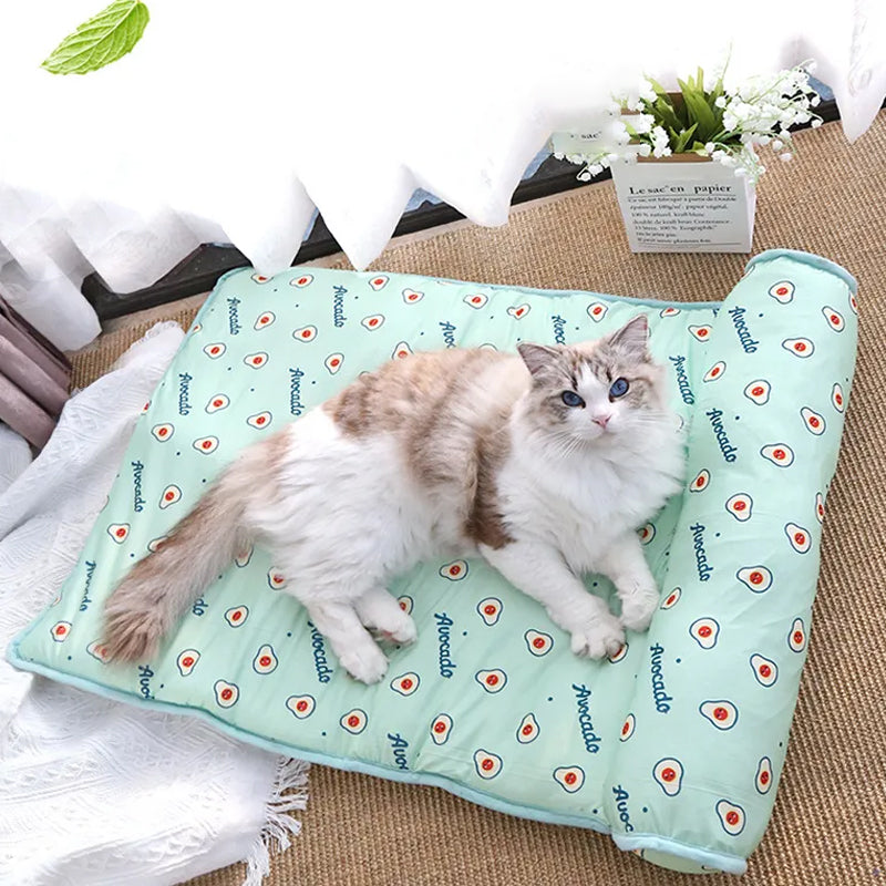 Pet Cooling Mat Ice Silk Self-Cooling With Pillow