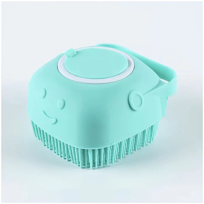 Pet Grooming Brush Silicone Bristles & 80ml Shampoo Dispenser