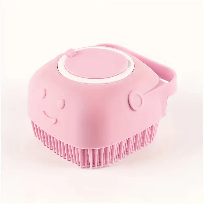 Pet Grooming Brush Silicone Bristles & 80ml Shampoo Dispenser