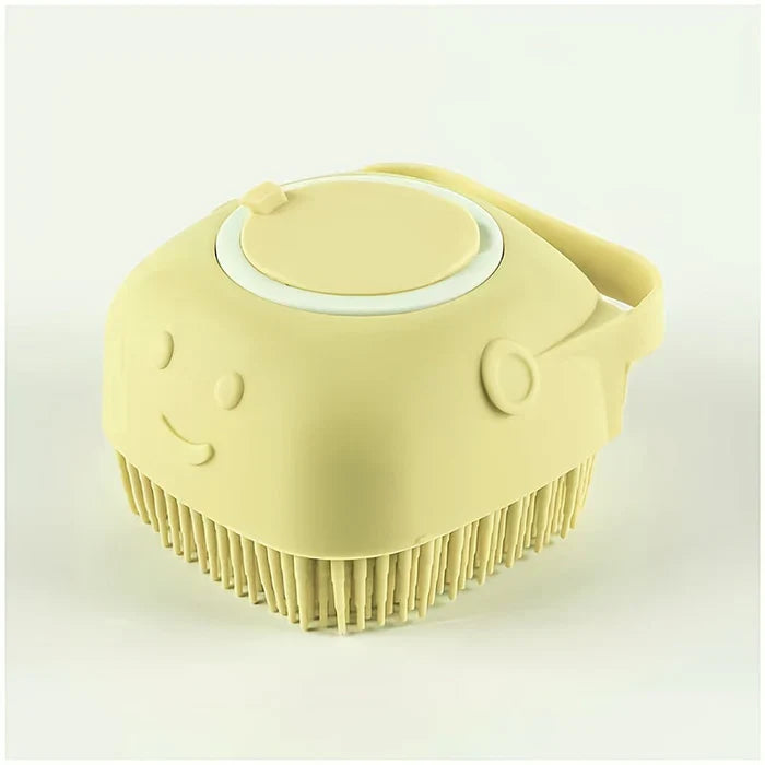 Pet Grooming Brush Silicone Bristles & 80ml Shampoo Dispenser