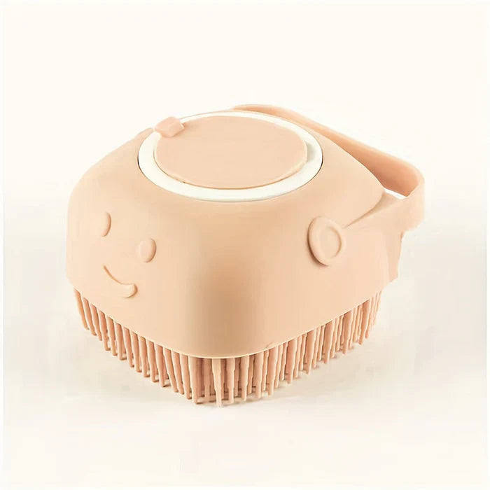 Pet Grooming Brush Silicone Bristles & 80ml Shampoo Dispenser