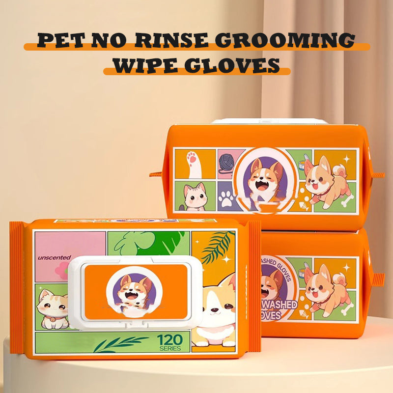 Pet Grooming Gloves Antibacterial & Water-Free Five-Finger 50-Pack