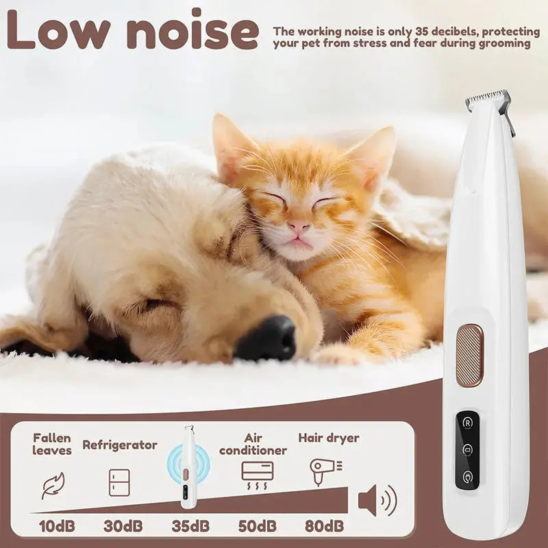 Pet Hair Clipper Cordless 120-Min Runtime LED Light & Whisper-Quiet