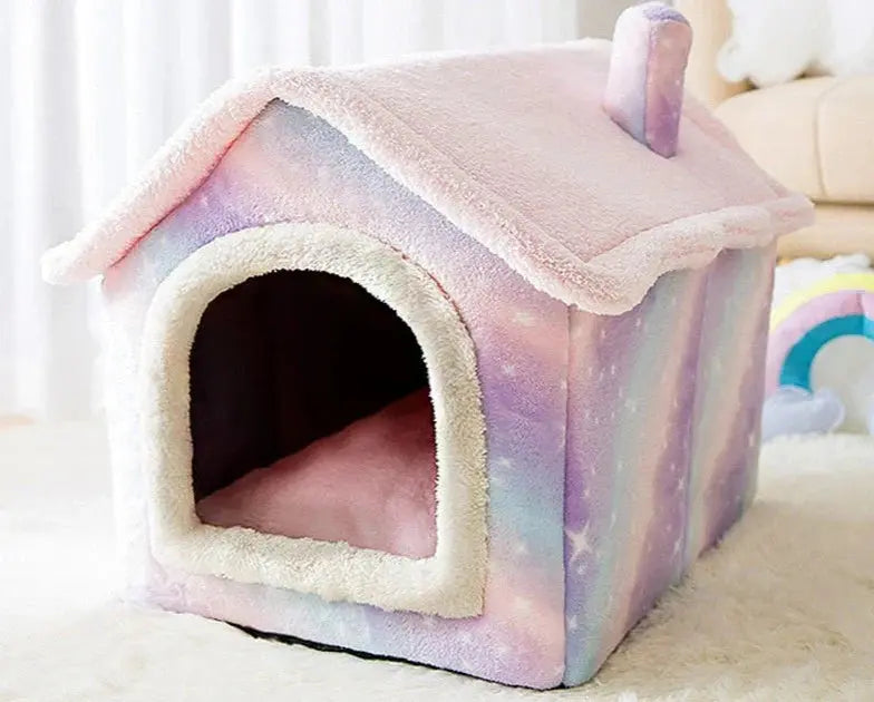 Pet House Plush Enclosed Machine-Washable Cover Non-Slip Bottom