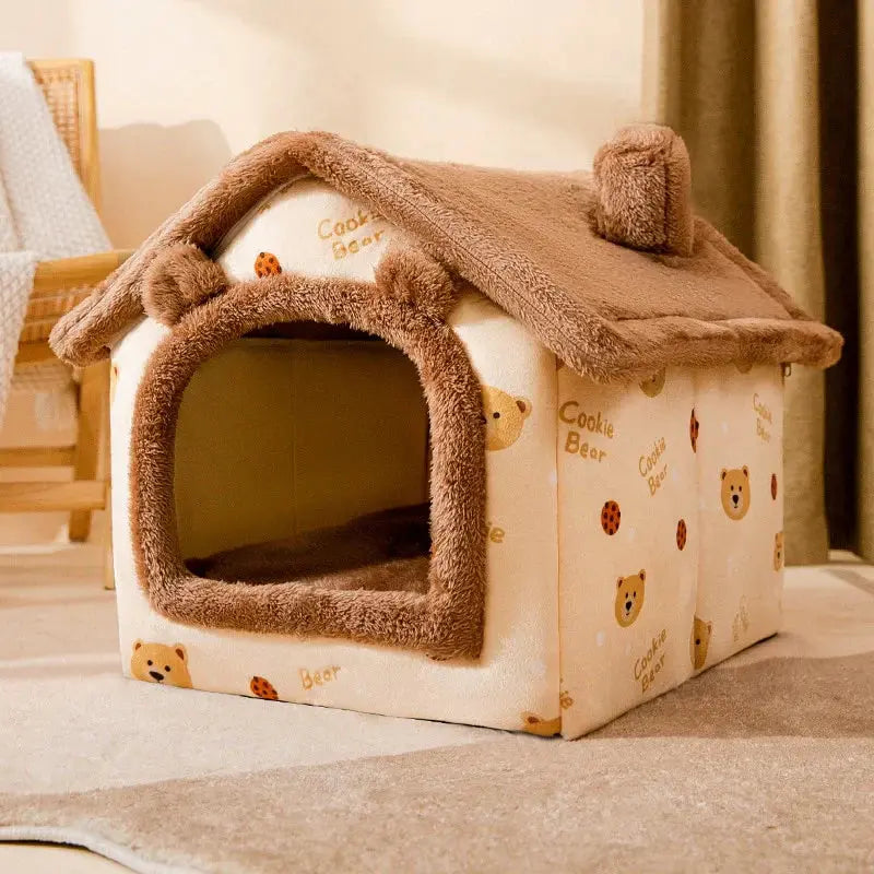 Pet House Plush Enclosed Machine-Washable Cover Non-Slip Bottom