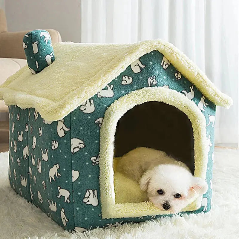 Pet House Plush Enclosed Machine-Washable Cover Non-Slip Bottom