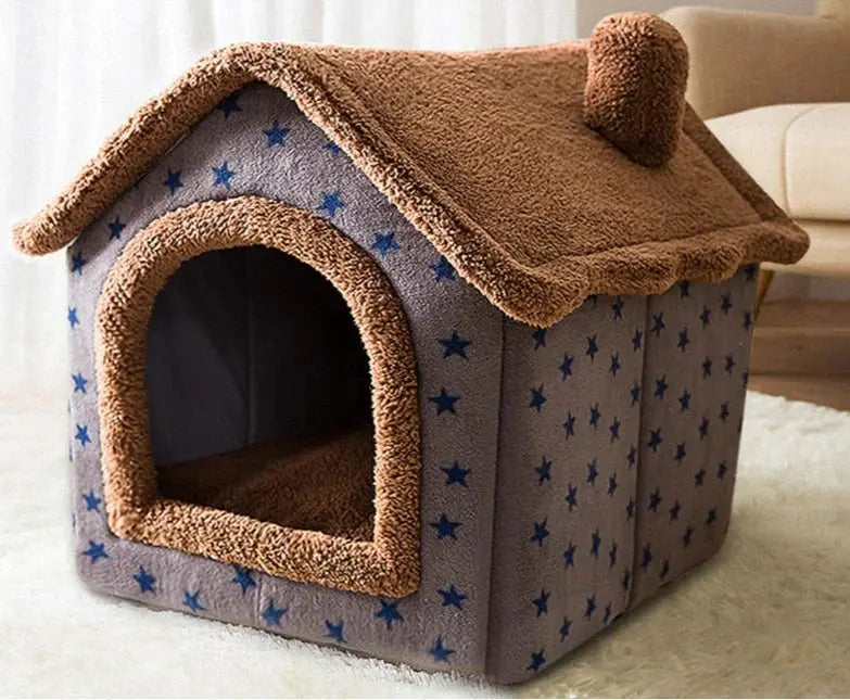 Pet House Plush Enclosed Machine-Washable Cover Non-Slip Bottom