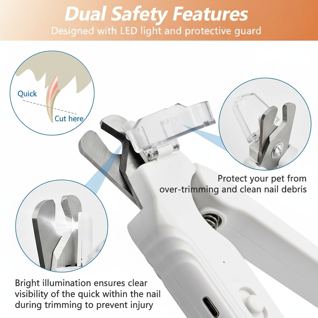 Pet Nail Clipper LED Bloodline Light Stainless Steel Blades