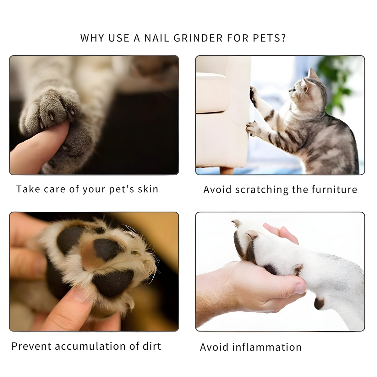 Pet Nail Grinder Whisper-Quiet USB Rechargeable & 3 Attachments