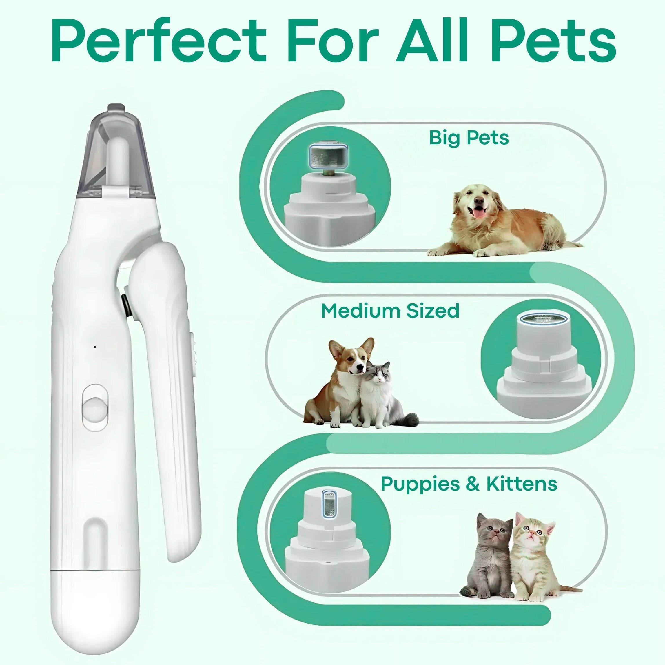 Pet Nail Trimmer Dual LED Whisper-Quiet Grinder