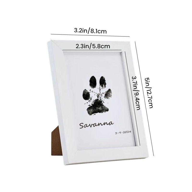 Pet Paw Print Kit Mess-Free Clean-Touch Pad Wood Frame