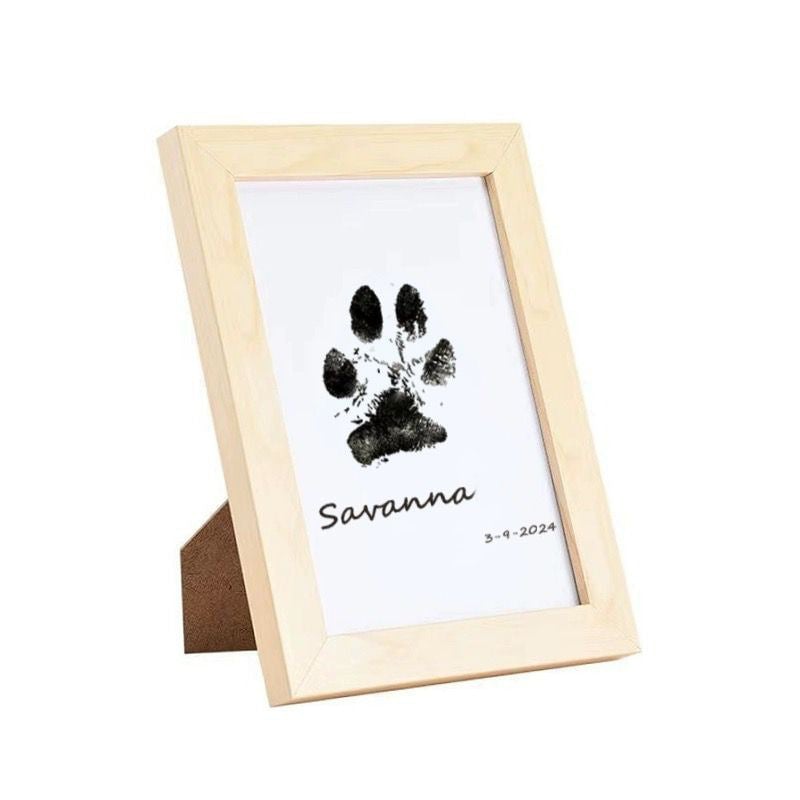 Pet Paw Print Kit Mess-Free Clean-Touch Pad Wood Frame